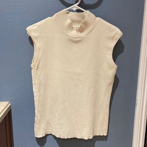 Coldwater Creek ivory ribbed top, silk and nylon knit - size S